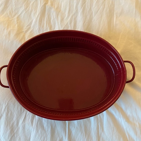 Red Metal Serving Tray - Picture 2 of 3